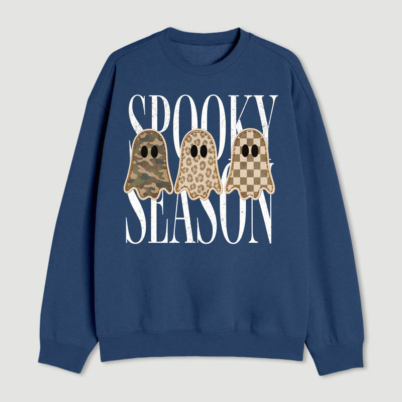 Spooky Season Ghost Camo Leopard Checkerboard Halloween Sweatshirt