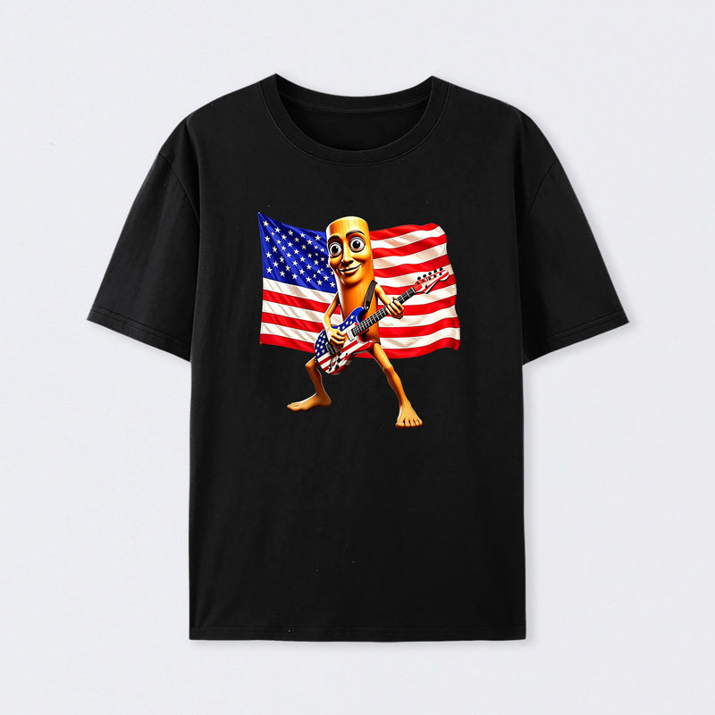 4th of July Shirts American Flag Guitar Tung Tung Tung Sahur T-shirt