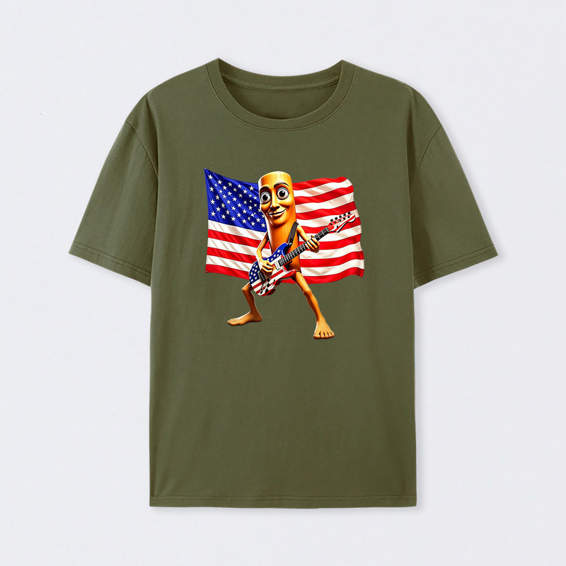 4th of July Shirts American Flag Guitar Tung Tung Tung Sahur T-shirt