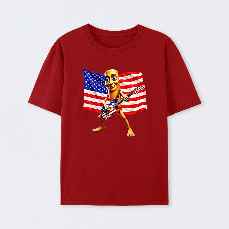 4th of July Shirts American Flag Guitar Tung Tung Tung Sahur T-shirt