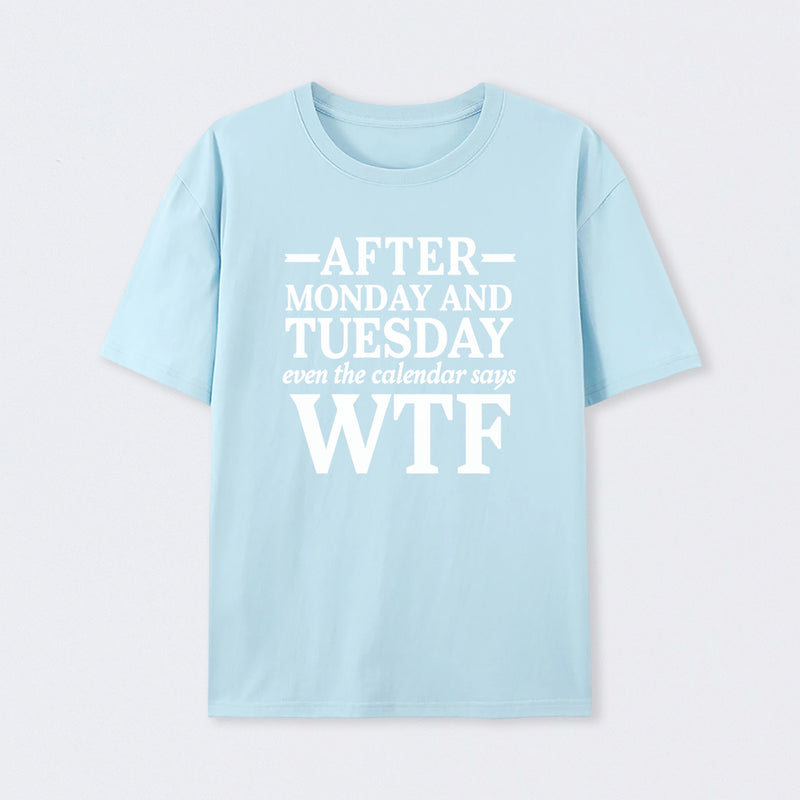 After Monday And Tuesday Even The Calendar Says WTF Humorous T-Shirt