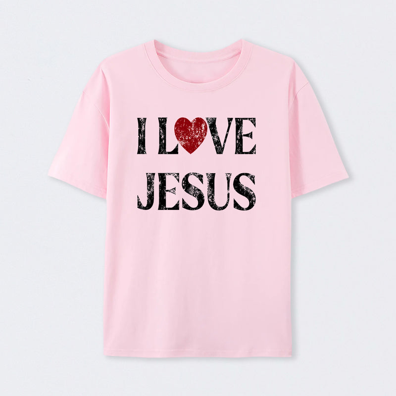Vintage I Love Jesus Print T-Shirt