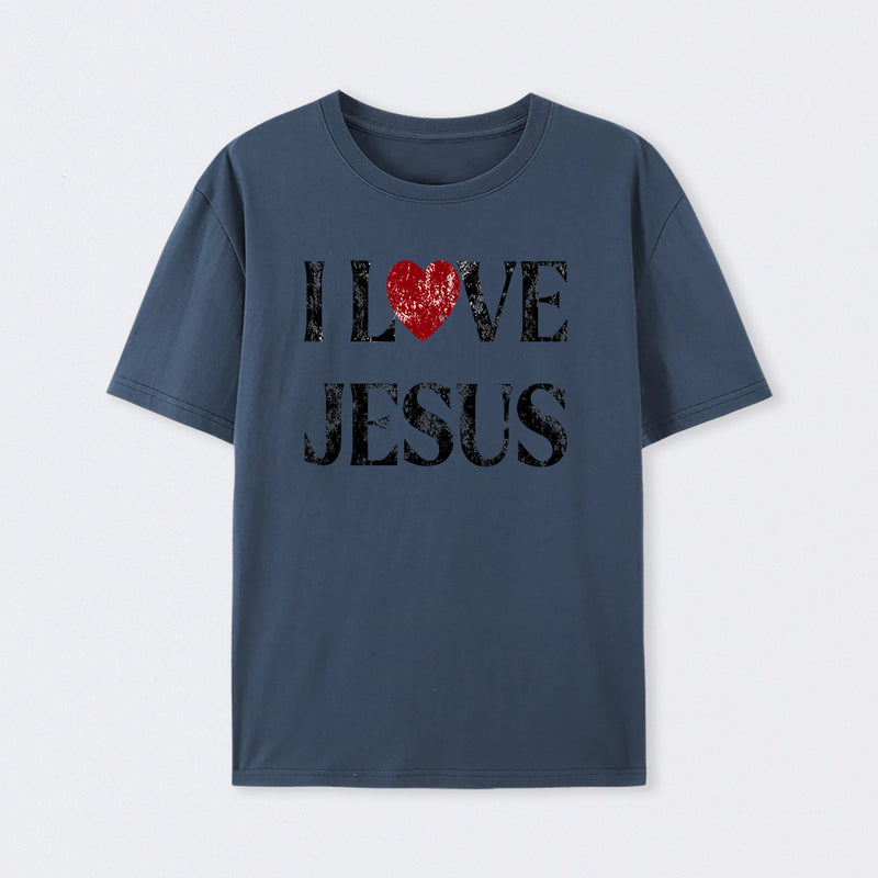 Vintage I Love Jesus Print T-Shirt