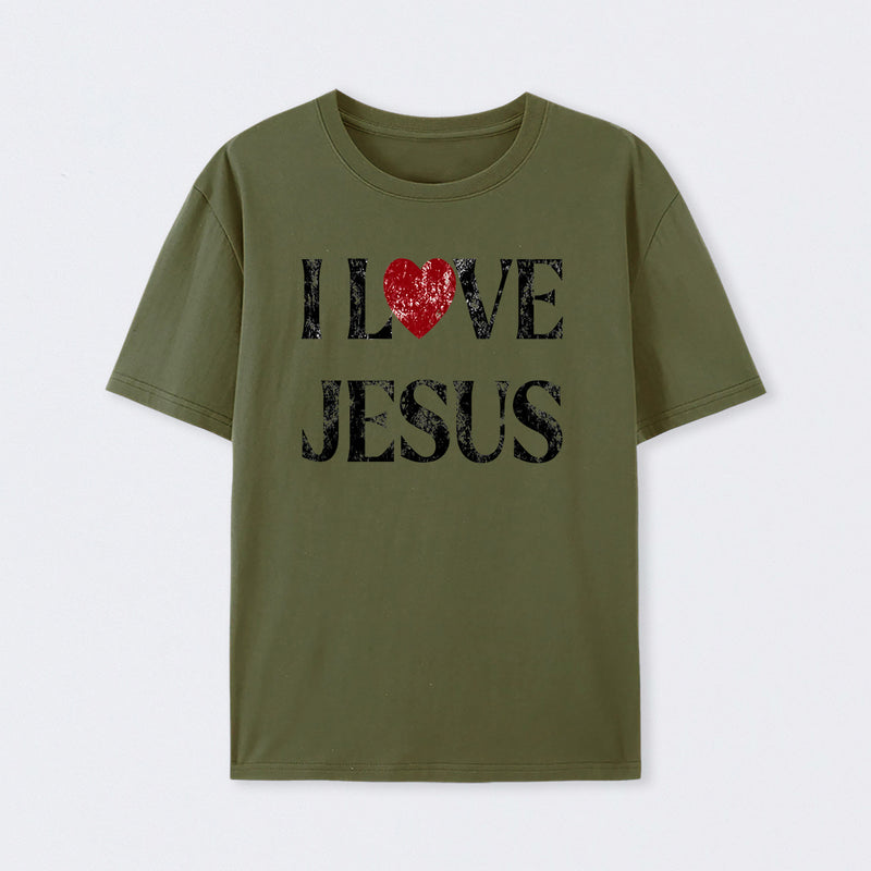 Vintage I Love Jesus Print T-Shirt