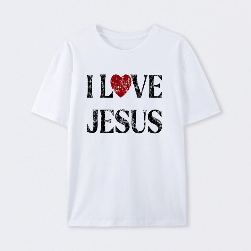 Vintage I Love Jesus Print T-Shirt