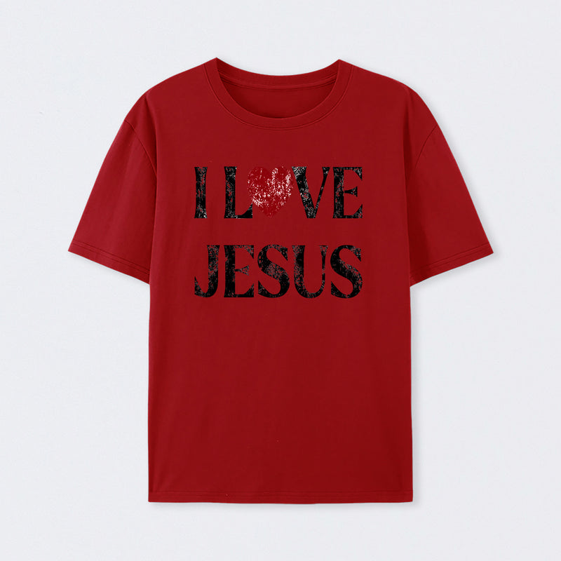 Vintage I Love Jesus Print T-Shirt
