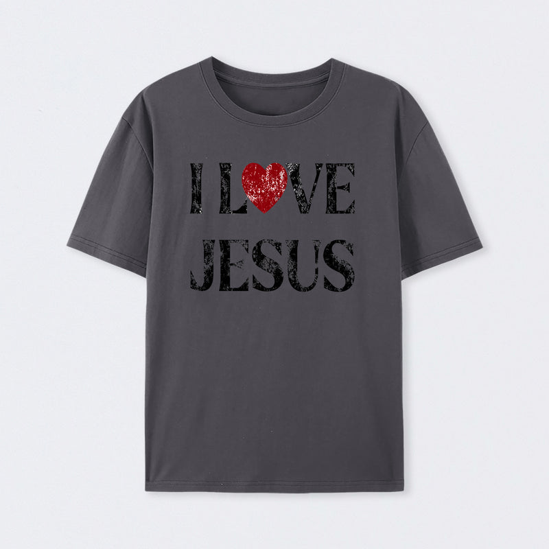 Vintage I Love Jesus Print T-Shirt