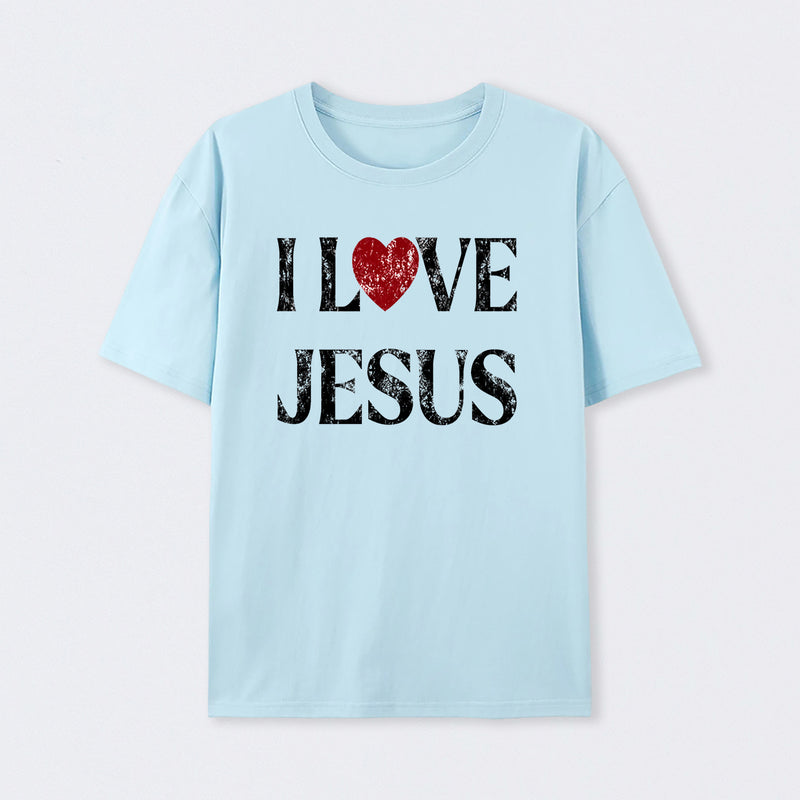 Vintage I Love Jesus Print T-Shirt