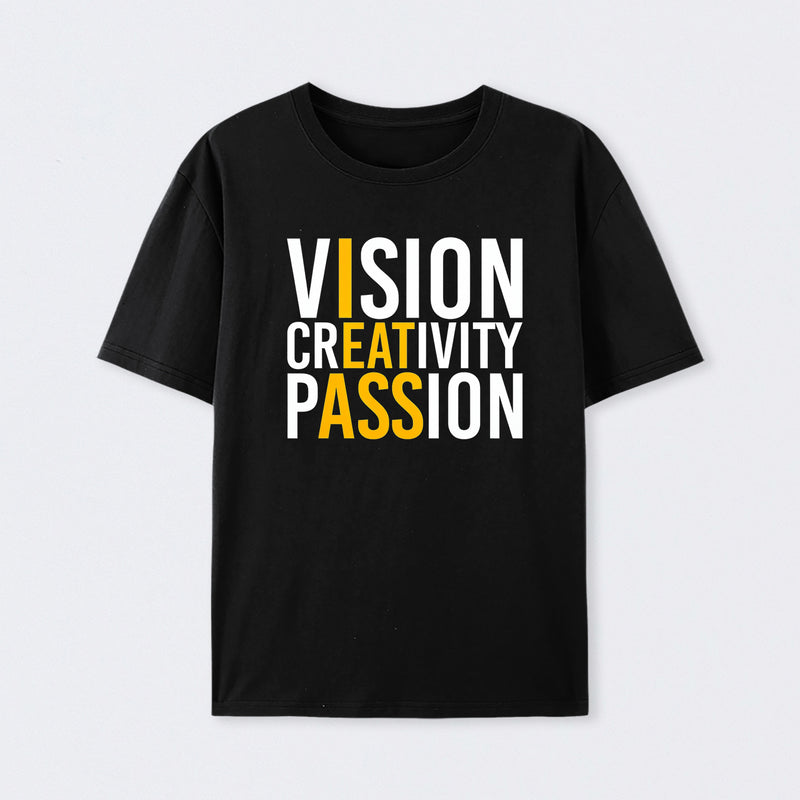 Vision Creativity Passion Funny Print T-Shirt