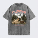 Do Not Pet The Fluffy Cows Yellowstone National Park Washed T-Shirt