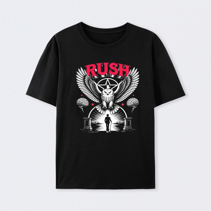 To Honor Rush Band Vintage Rock Owl Wings T-Shirt