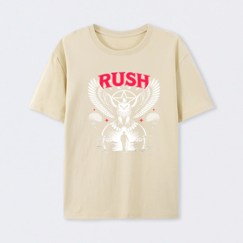 To Honor Rush Band Vintage Rock Owl Wings T-Shirt