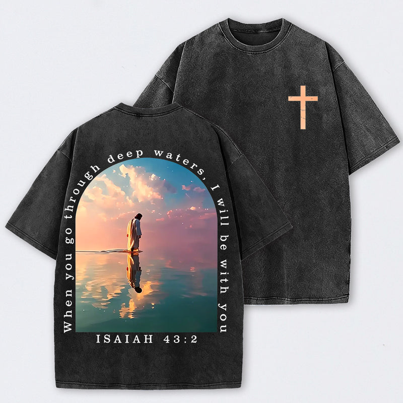 Cross and Isaiah Verse Design Double-Sided Print T-Shirt