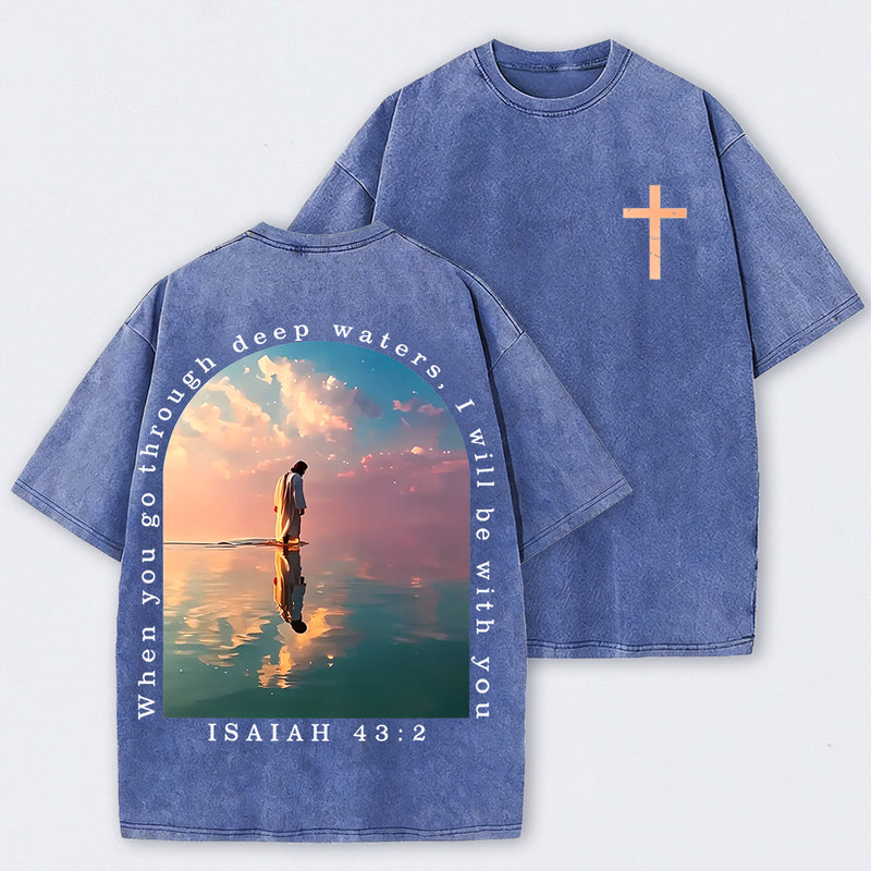 Cross and Isaiah Verse Design Double-Sided Print T-Shirt