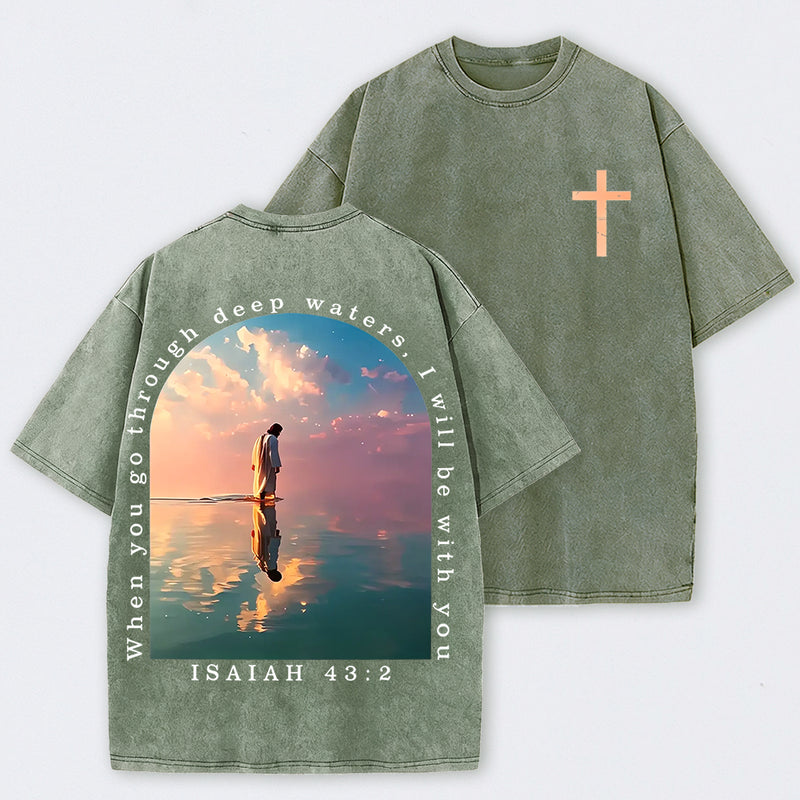 Cross and Isaiah Verse Design Double-Sided Print T-Shirt