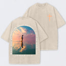 Cross and Isaiah Verse Design Double-Sided Print T-Shirt