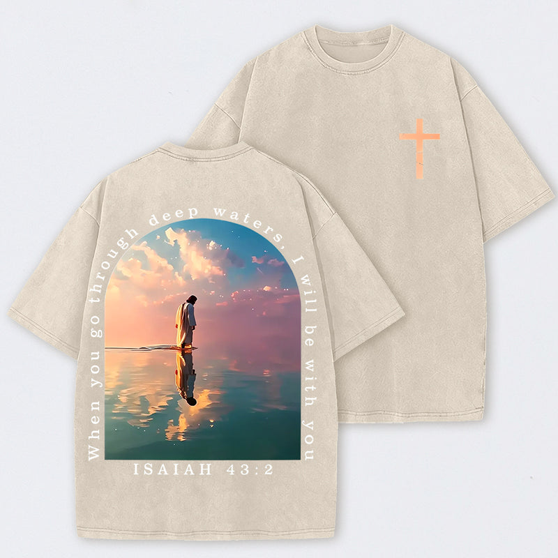Cross and Isaiah Verse Design Double-Sided Print T-Shirt