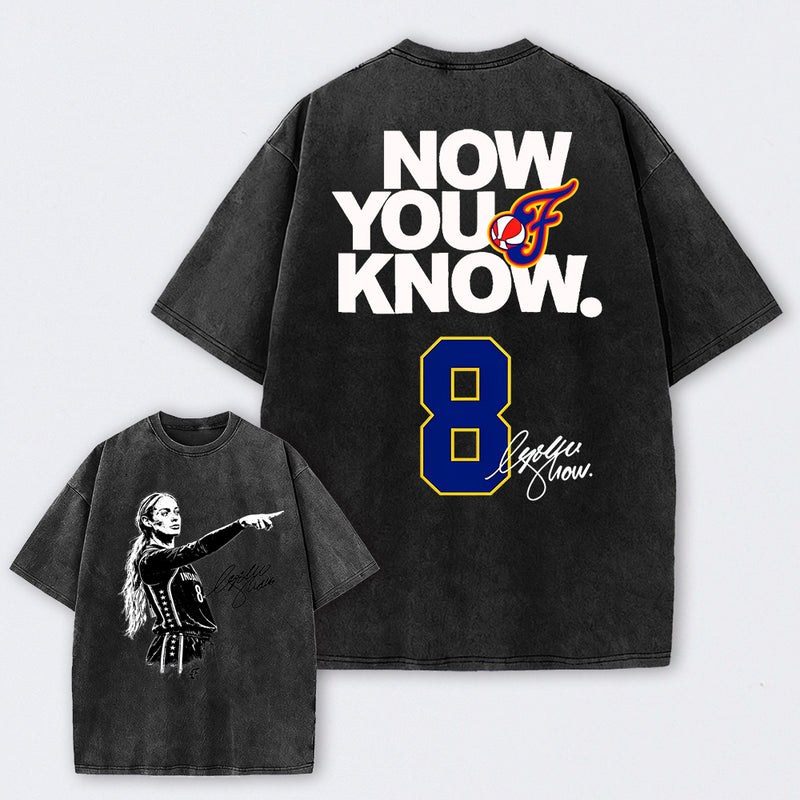 Sophie Cunningham Now You Know Double-Sided Basketball Graphic Washed T-Shirt