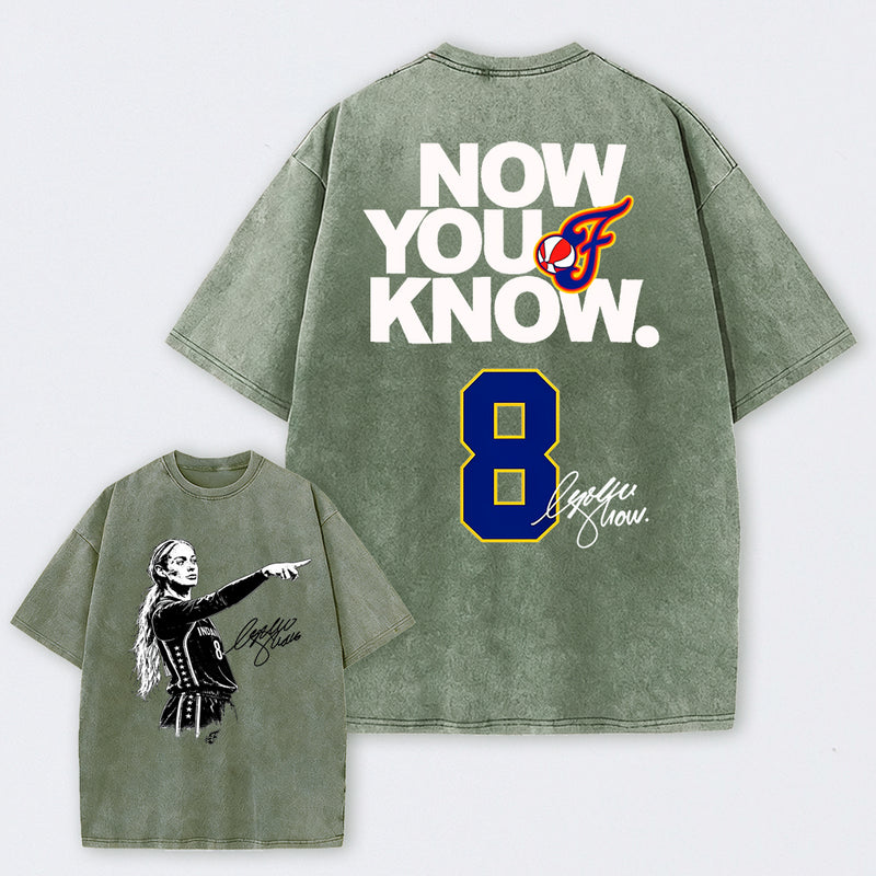 Sophie Cunningham Now You Know Double-Sided Basketball Graphic Washed T-Shirt