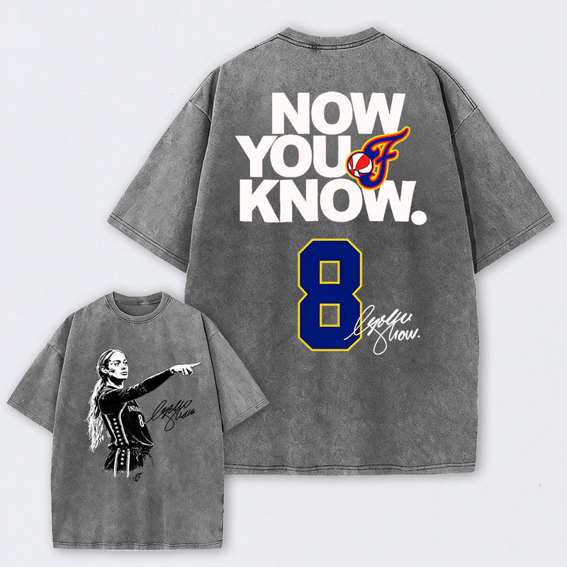 Sophie Cunningham Now You Know Double-Sided Basketball Graphic Washed T-Shirt