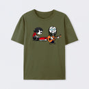 Cartoon Musicians Playing Guitar And Keyboard Graphic T-shirt