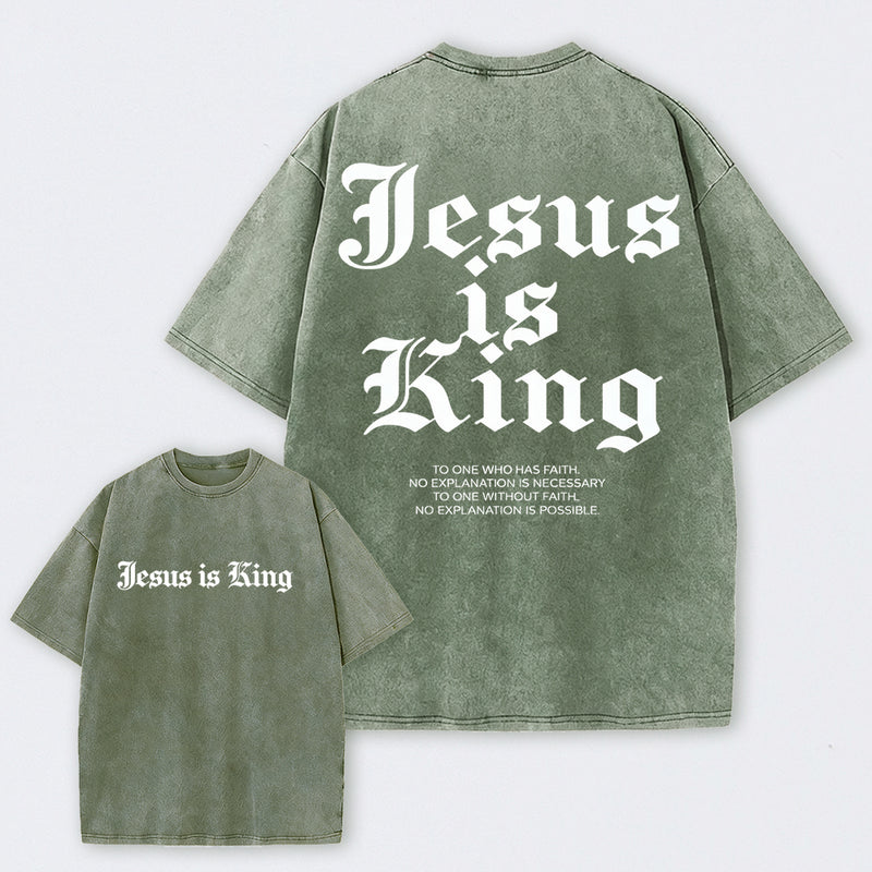 Jesus Is King Retro Washed Cotton T-Shirt