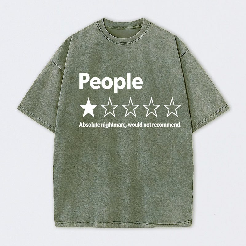 Funny 1-Star Review Graphic Washed T-Shirt