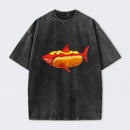 Shark Hotdog Funny Food Meme Washed T-Shirt