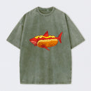 Shark Hotdog Funny Food Meme Washed T-Shirt