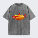 Shark Hotdog Funny Food Meme Washed T-Shirt