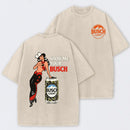 Pin Up Cowgirl Drinking Streetwear Washed T-Shirt