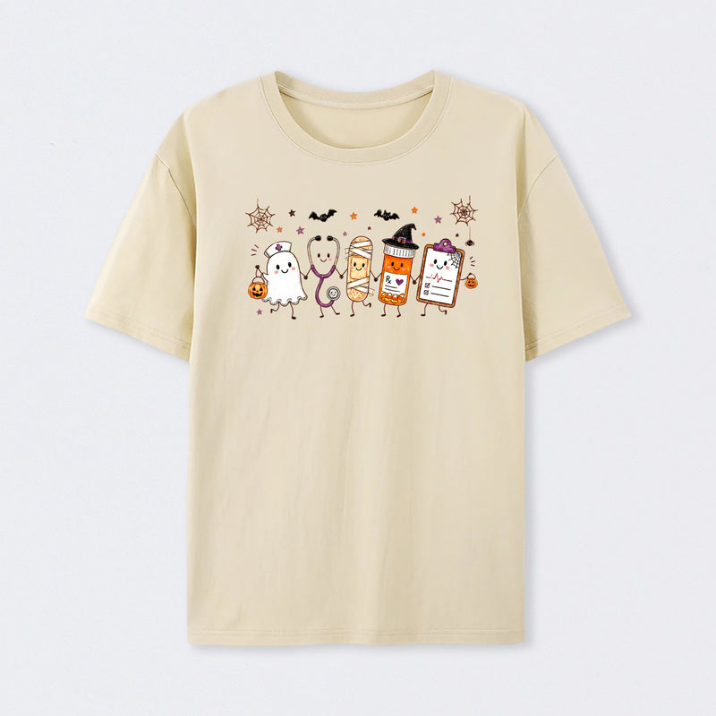 Halloween Nurse Doodle Ghost Nurse Life T-Shirt