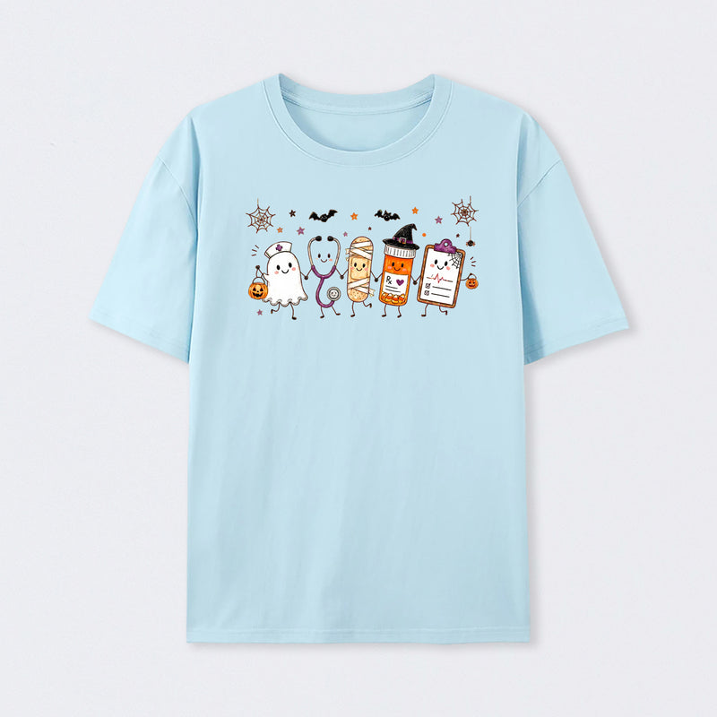 Halloween Nurse Doodle Ghost Nurse Life T-Shirt
