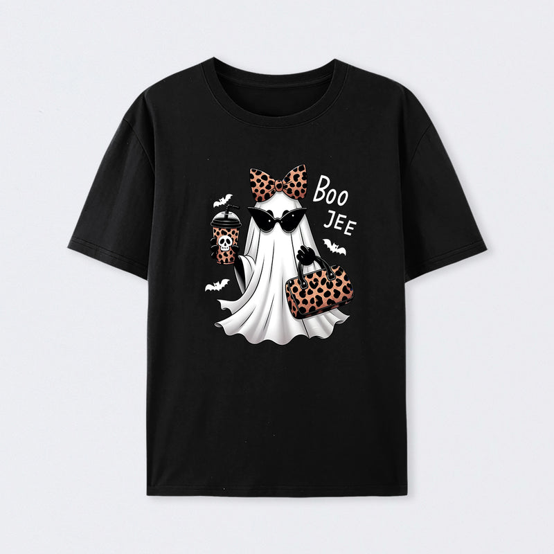 Boo-Jee Leopard Ghost Funny Fall Halloween T-Shirt