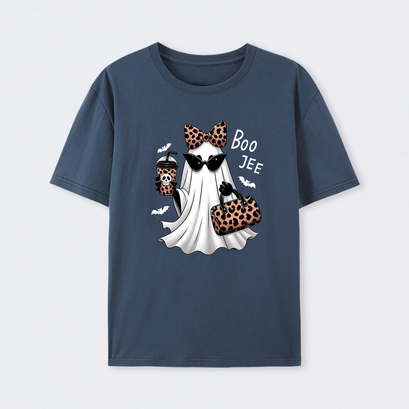 Boo-Jee Leopard Ghost Funny Fall Halloween T-Shirt