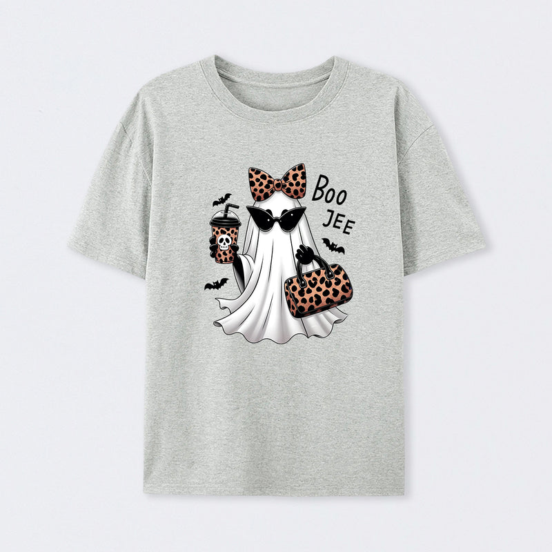 Boo-Jee Leopard Ghost Funny Fall Halloween T-Shirt