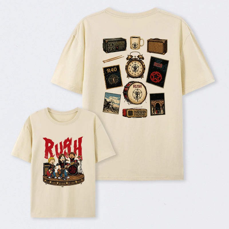 Rush Inspired Vintage Rock Band Graphic T-Shirt