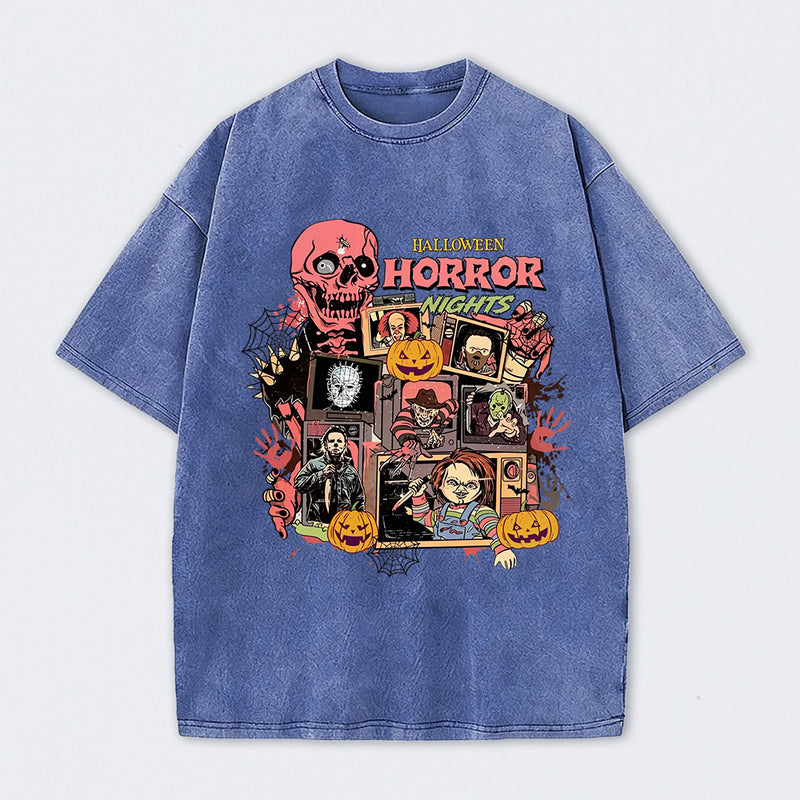 Vintage Halloween Movies Washed T-Shirt