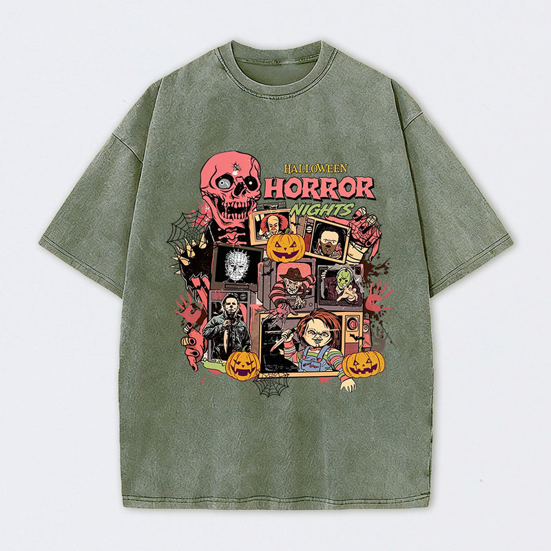 Vintage Halloween Movies Washed T-Shirt