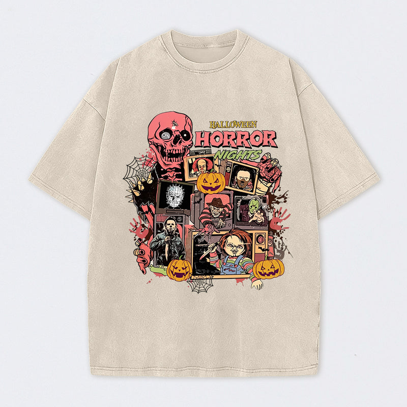 Vintage Halloween Movies Washed T-Shirt