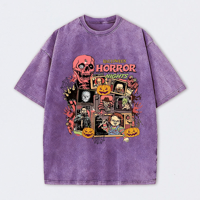 Vintage Halloween Movies Washed T-Shirt