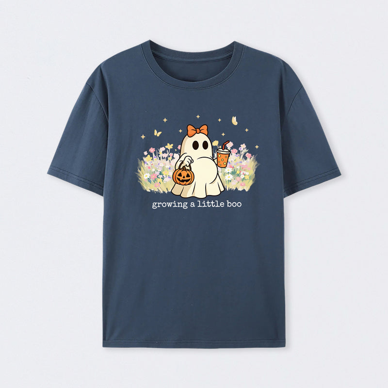 Halloween Growing A Little Boo Funny Pregnancy Spooky T-Shirt