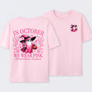 In October We Wear Pink Ghost Halloween Breast Cancer Awareness T-Shirt