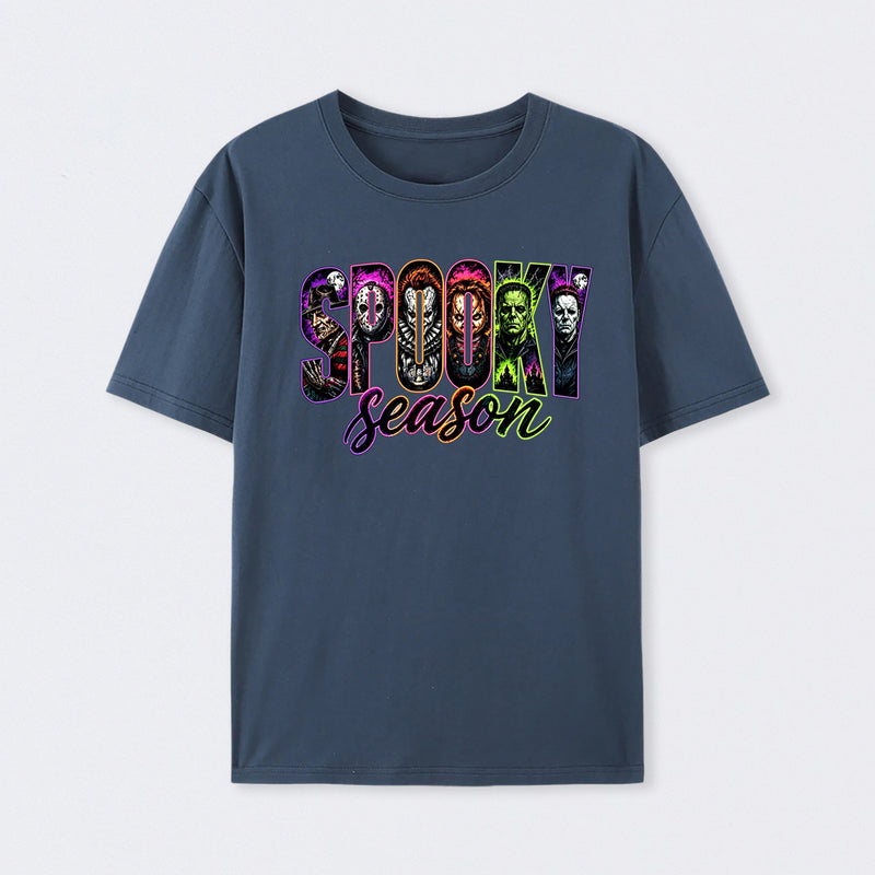 Neon Horror Halloween Retro Scary Movie Graphic T-Shirt