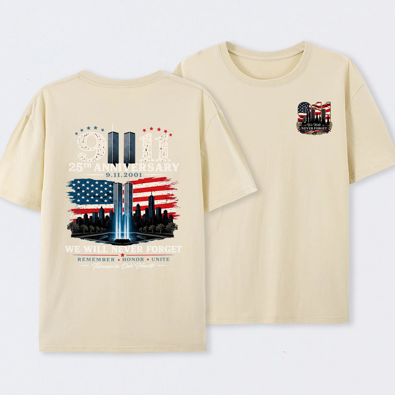 911 25th Anniversary Memorial Patriotic Two Sided T-Shirt