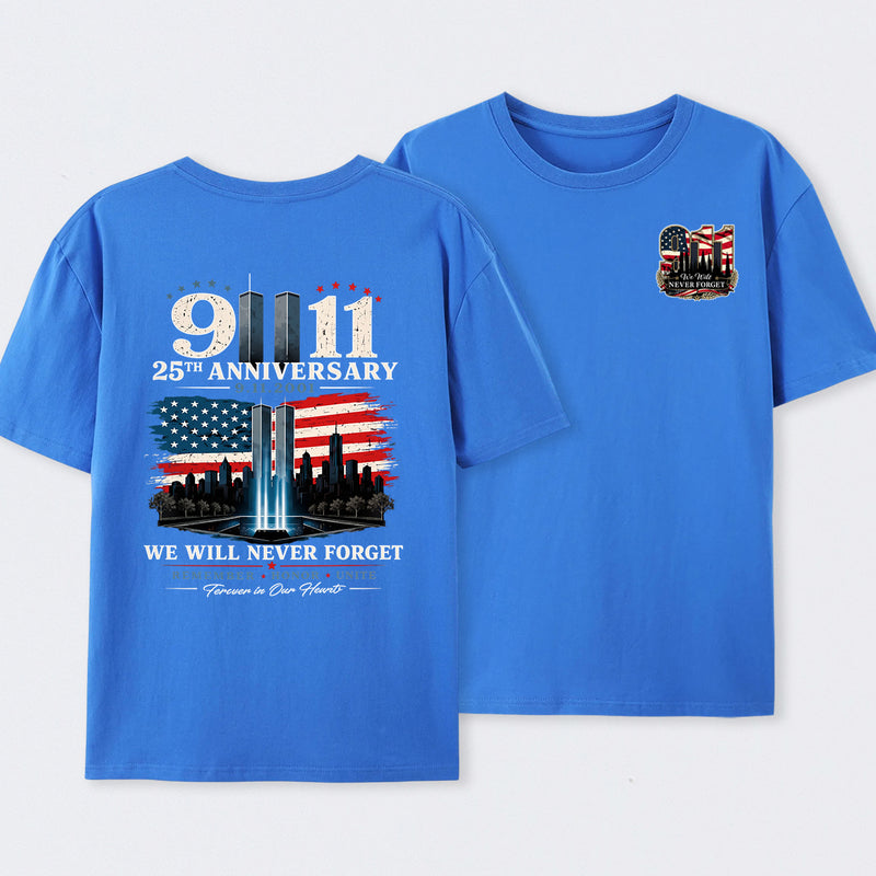 911 25th Anniversary Memorial Patriotic Two Sided T-Shirt