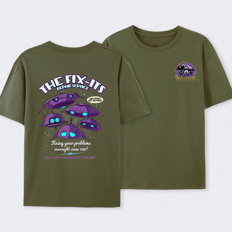 Batteries Not Included 1987 The Fix-It Repair Service Retro Sci-Fi T-Shirt