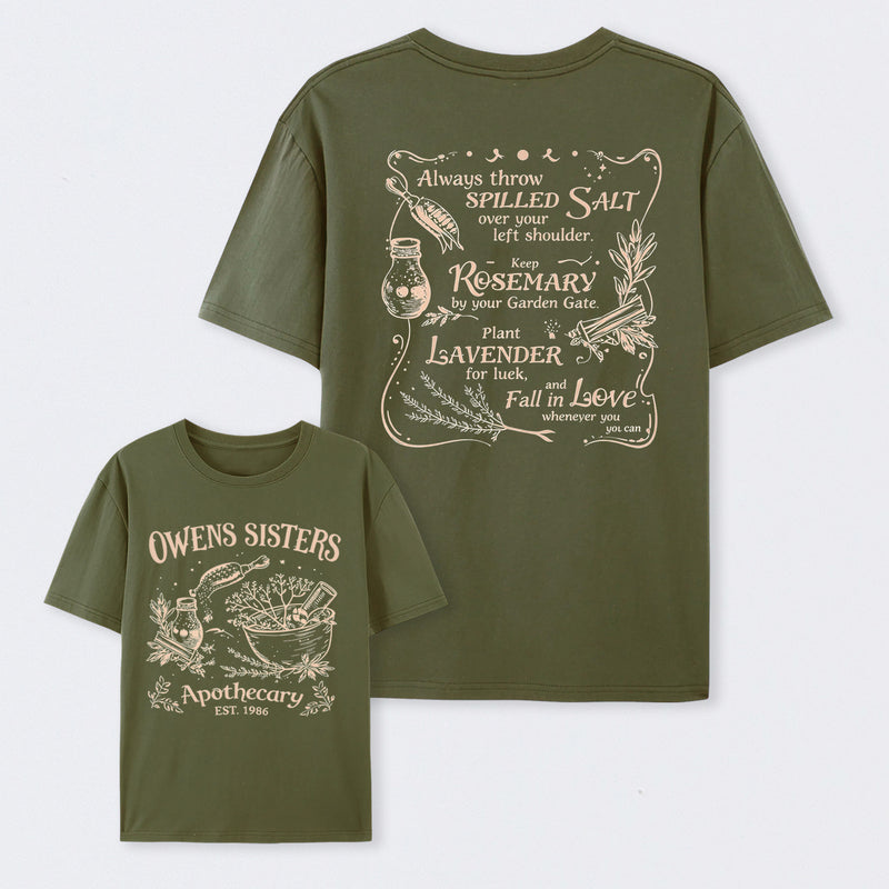 Owens Sisters Apothecary 1986 Witchy Herb Print T-Shirt