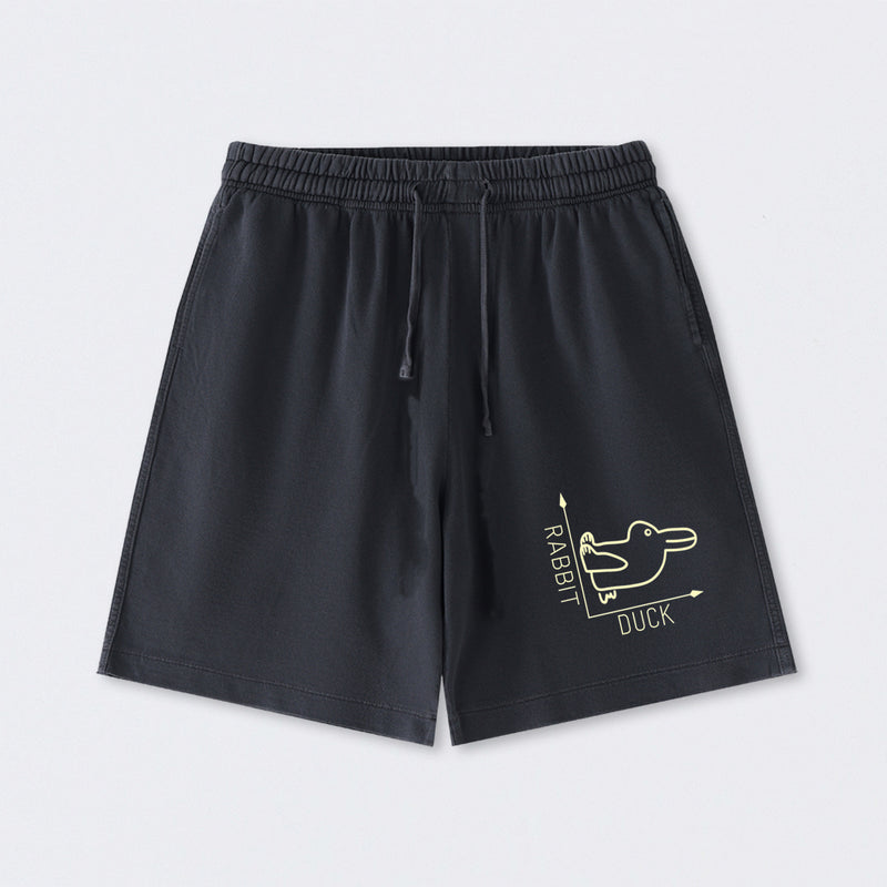 Rabbit or Duck Funny Washed Shorts