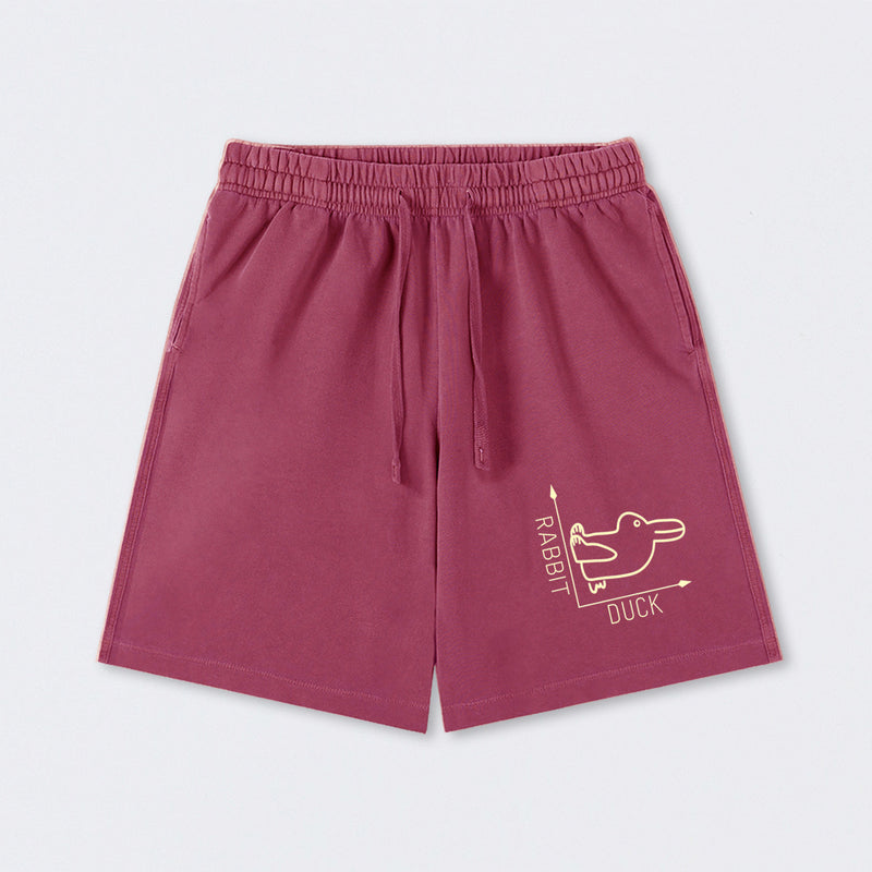 Rabbit or Duck Funny Washed Shorts